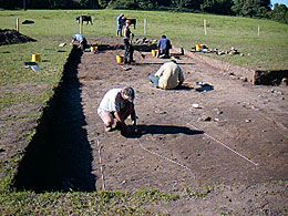 Mark Lodwick's trench over the enclosure wall.