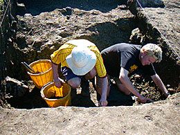 Digging the enclosure ditch in Mark's trench.