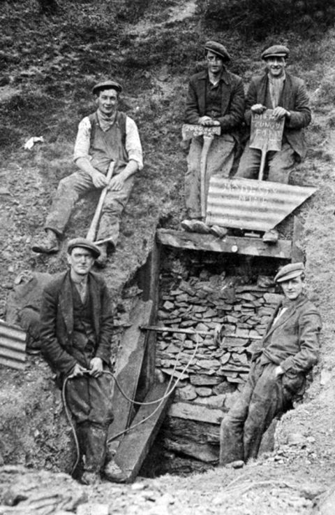 Digging for coal at Llangynidr Road during the 1926 miner's lockout. 