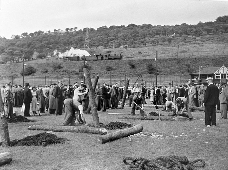 Underground timbering competition at Cwm Betterment Society Carnival 1956