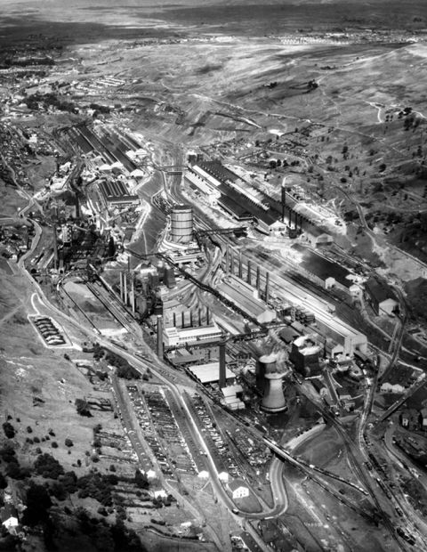 An air view of the works in August 1957