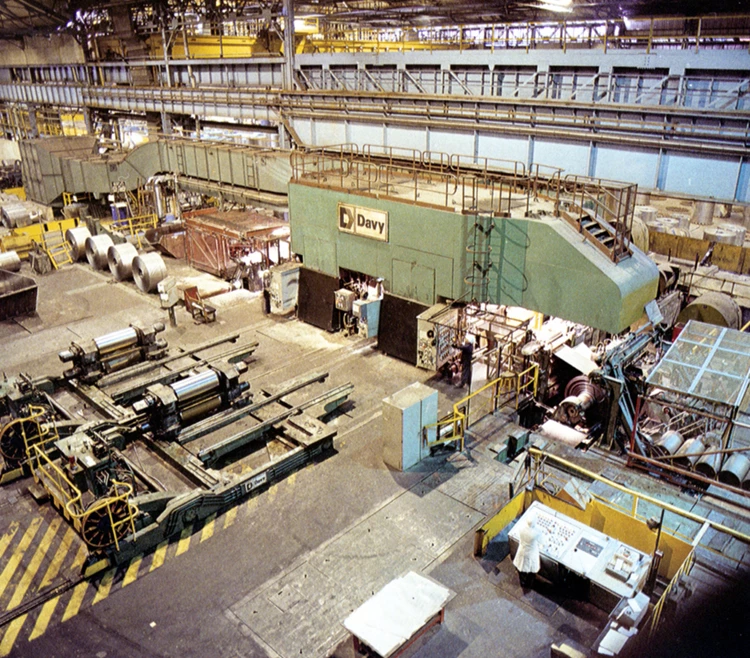 The Double Reduction Mill installed in 1978 produced very thin strip steel for making drinks cans