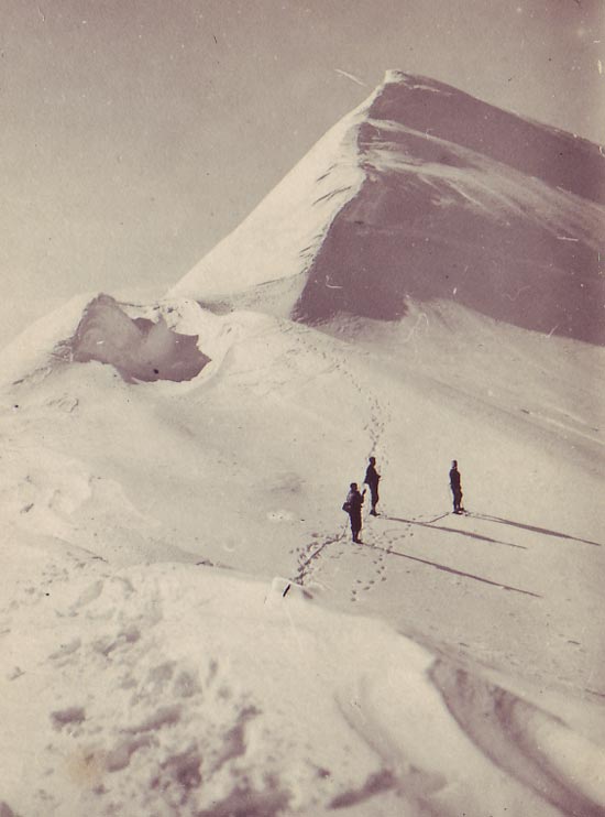 Dilwyn John (on right) on John Peaks (415 metres), named after him on Powell Island, South Orkney Islands, 1933. 