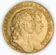 A guinea showing King William III and Queen Mary II, struck in 1694. 