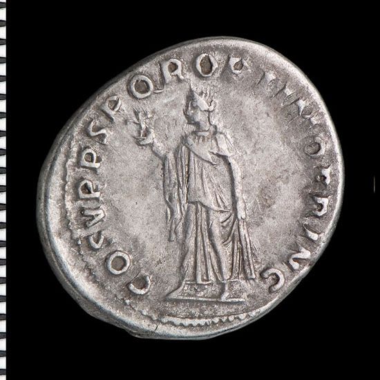 Spes ('hope') holds a flower [Trajan]