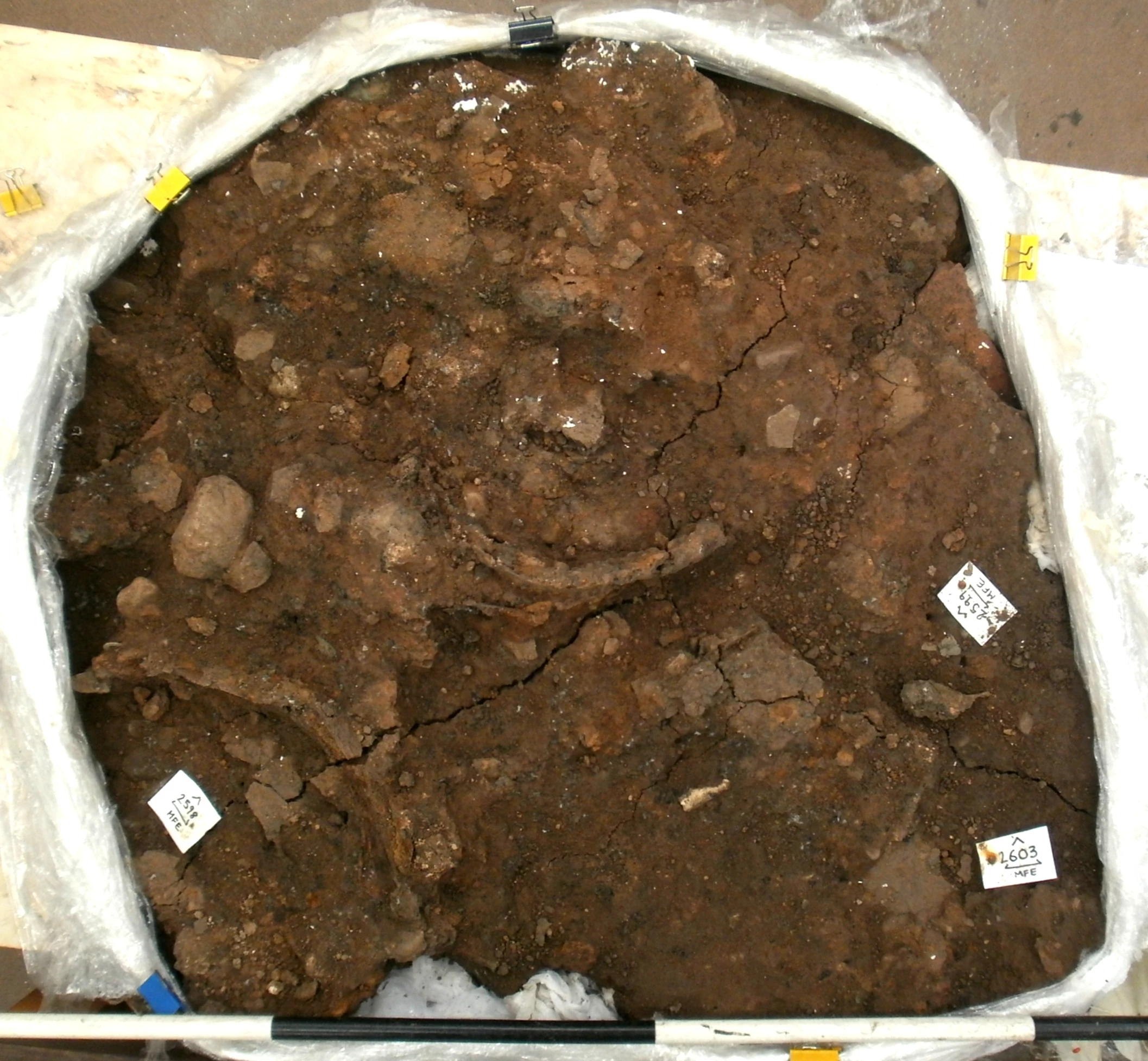 The block revealed! As the block is so large, in order to take a 'bird's-eye-view' photograph from above, climbing to the top of a step-ladder was required. 