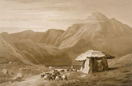 Cromlech at Gwernvale, 1832 (sepia wash on paper)