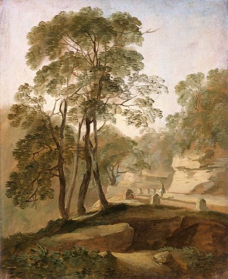 Landscape near Tivoli (oil on paper on board)