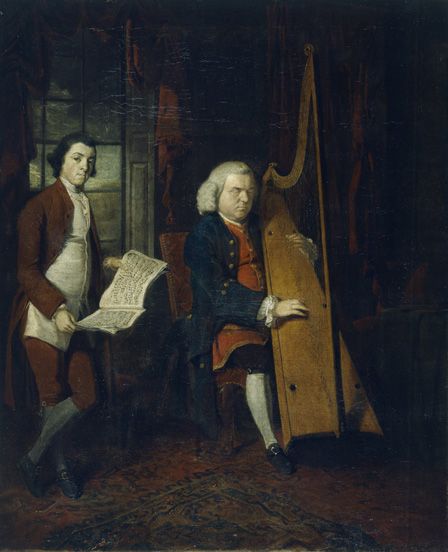 John Parry the Blind Harpist with an Assistant (oil on canvas)