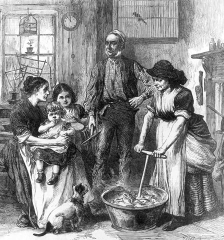 Interior of a Miner's Cottage (engraving)