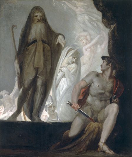 Teiresias foretells the future to Odysseus (oil on canvas)