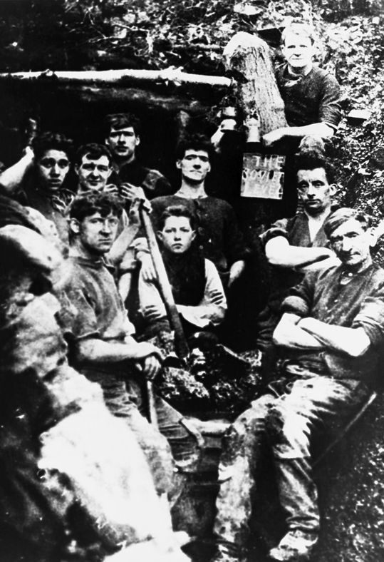 Coal miners, Glynneath (b/w photo)