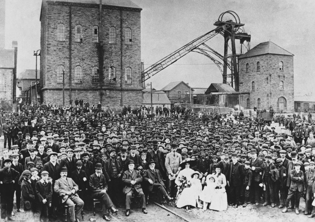 Workforce and management of Deep Navigation colliery, c1910 (b/w photo)