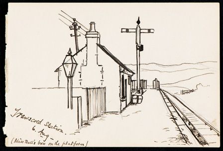 Trawscoed Station. 6 Aug (Miss Ball's Box on the Platform)