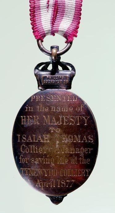 The reverse of Isaiah Thomas's Albert Medal.