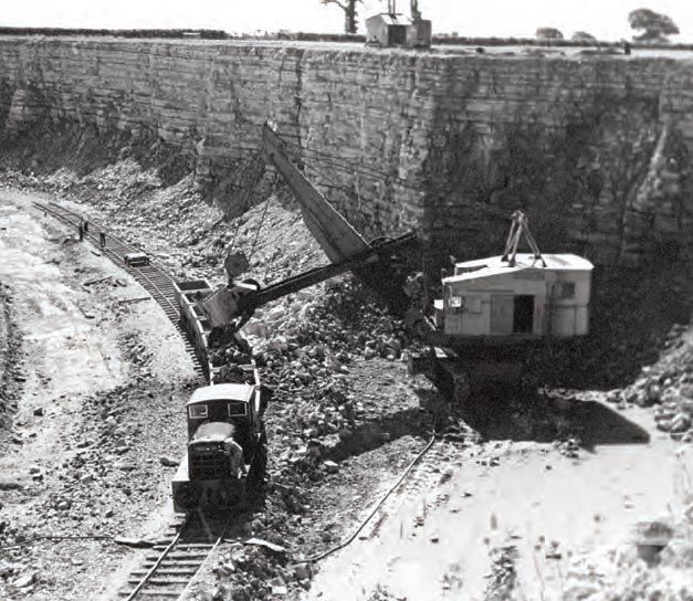 A limestone quarry near Aberthaw in the 1950s.