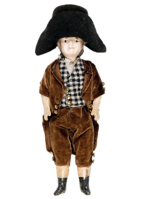 Bisque doll dressed in handmade clothes, 1890-1900