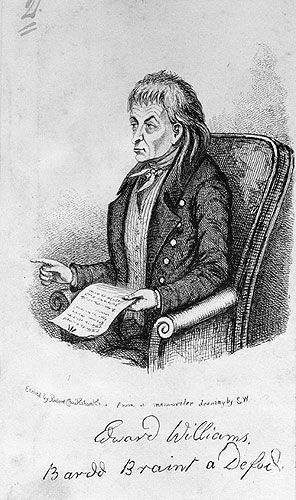 A portrait of Edward Williams, Iolo Morganwg by George Cruickshank.