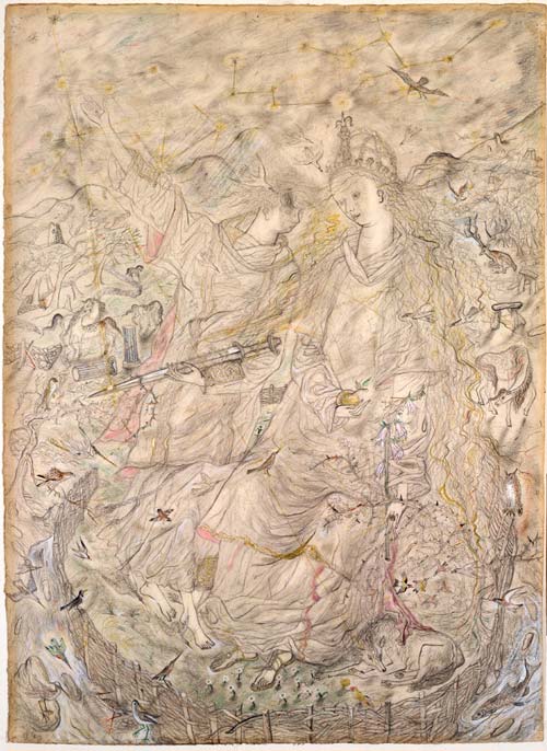 <em>Y Cyfarchiad I Fair</em>, a watercolour of about1963, set on a Welsh hillside, and linking the Annunciation to the Celtic myth of redemption.