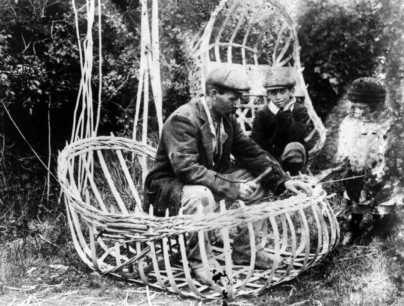 William Griffiths of Llechryd finishing off the frame of a Teifi coracle