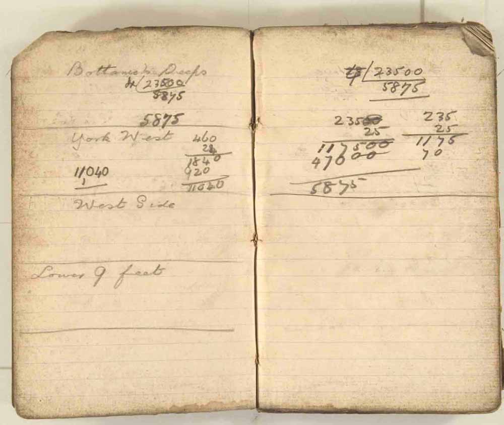 Notes made by the Inspector of Mines as he travelled around the devastated underground workings following the Senghenydd mine explosion on 14th October 1913 that killed 439 men. Courtesy of the National Coal Mining Museum for England [Notebook 3/4]