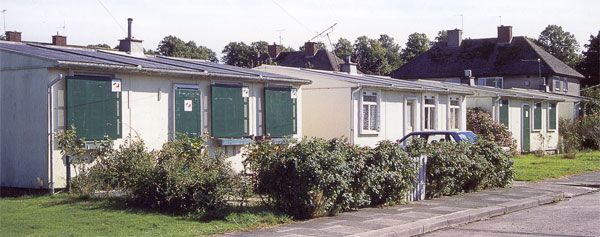 Some of the vacant prefabs at Llandinam Crescent, waiting to be demolished.