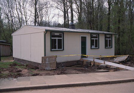 A Type B2 aluminium bungalow, built in 1947, now re-erected and displayed at the Museum of Welsh Life, St Fagans.