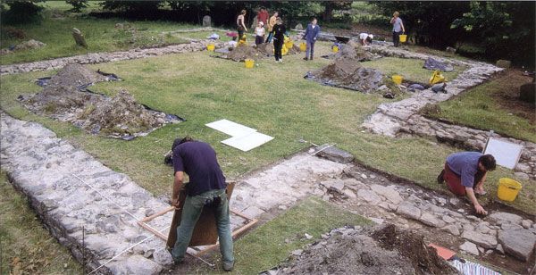 Recording and cleaning in progress (nave and porch in foreground)