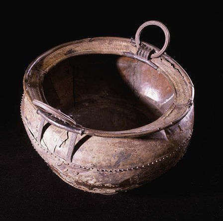 One of the two complete cauldrons from the Llyn Fawr hoard, Rhondda Cynon Taff.