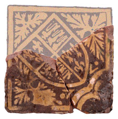 15th-century Malvern-school tile used at Raglan.