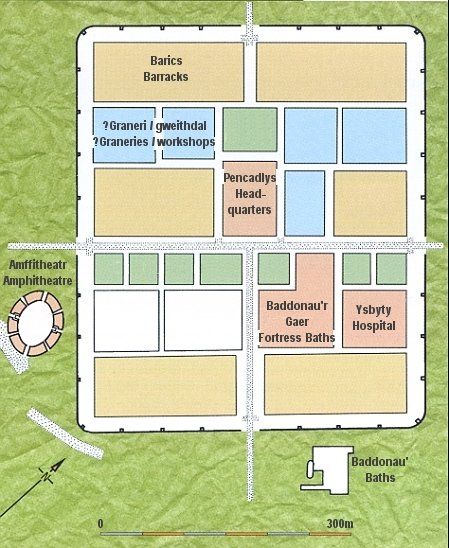 Plan of Caerleon Roman fortress.