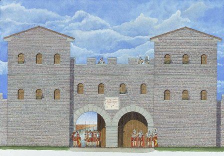 Reconstruction of the south-west gate, Caerleon.