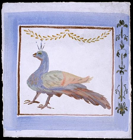 This reconstruction of the peacock shows how it might have looked when first painted.