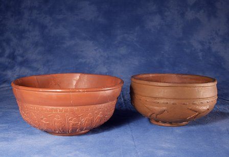 Caerleon Ware was produced in imitation of well known continental types such as Samian bowls.