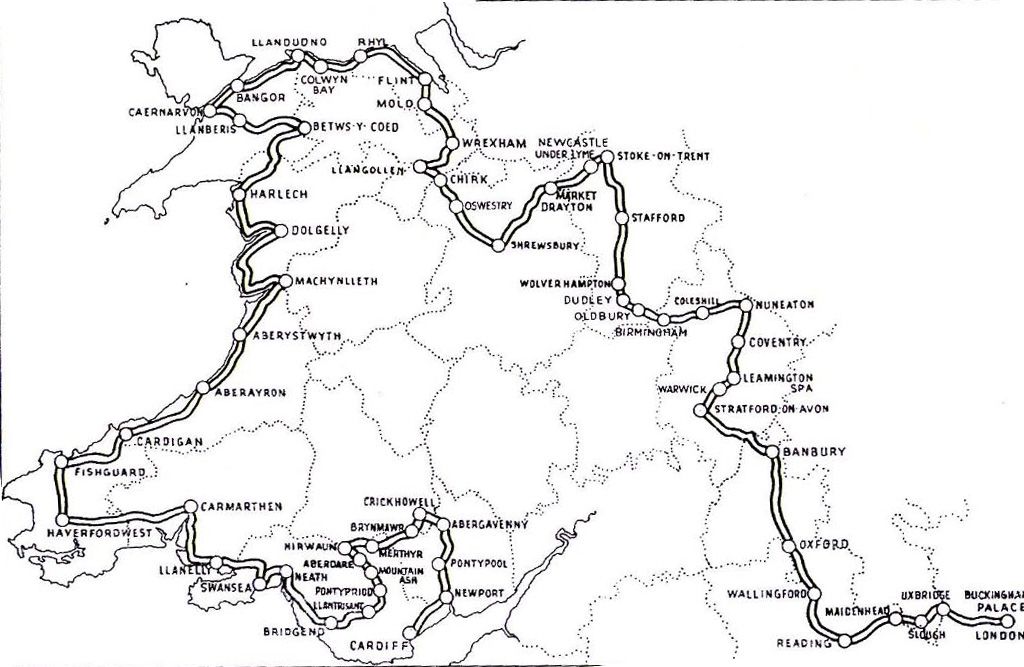 The route of the Queen’s message relay in 1958. (© Commonwealth Games Federation)