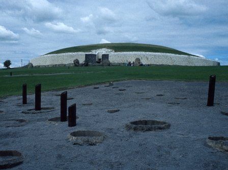 Newgrange, Co. Meath (Ireland), with pit circle in foreground.