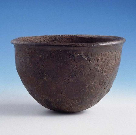 Bowl from Ty-Isaf (Powys). 24.6cm (9.8 inches) in diameter. Found in fragments, this simple bowl is more typical of the grave goods offered at this time.