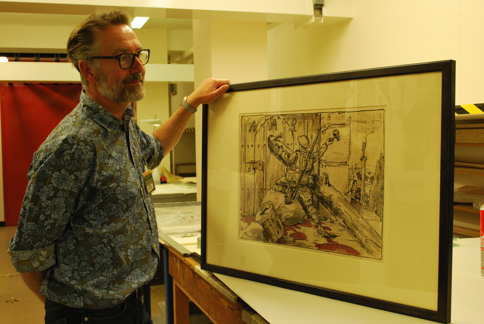 Richard showing us the finished framed lithograph print