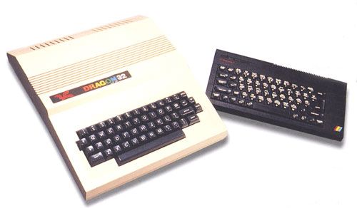 The Dragon 32 (left) and the Spectrum Plus.