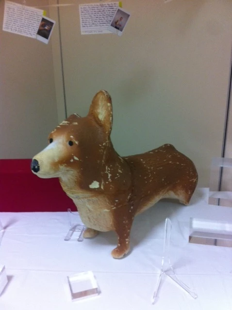 A polystyrene corgi pops up at the museum.