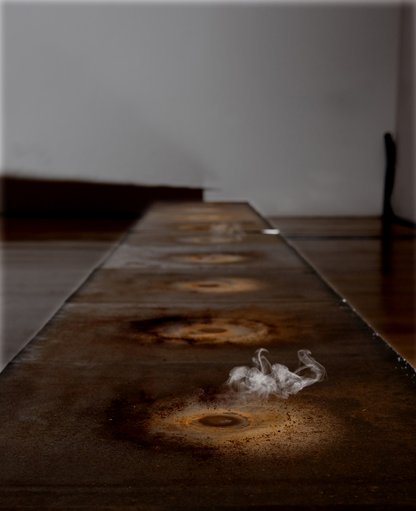 Installation of mortuary water and hotplates by Teresa Margolles, winner of Artes Mundi 5