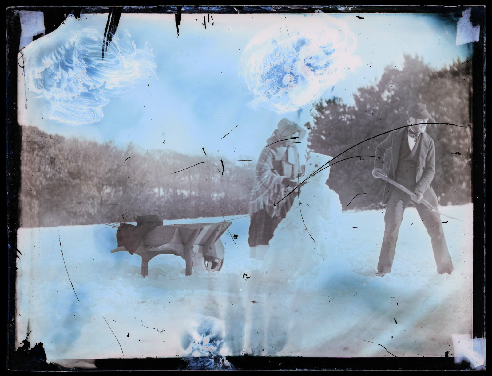 Is this the first ever photograph of a snowman taken in Wales? This photograph was taken about 1853/54 and is probably by Mary Dillwyn or Thereza Llewelyn.