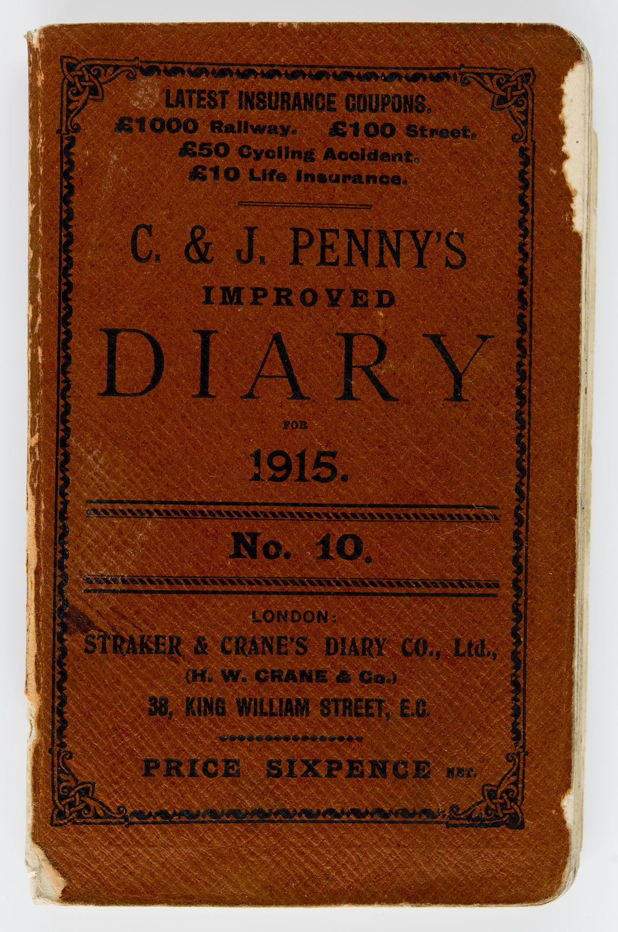 cover of a diary from 1915
