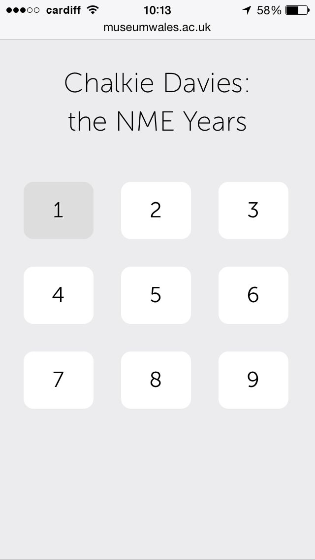 Keypad: Nine numbers matching particular groups of photographs