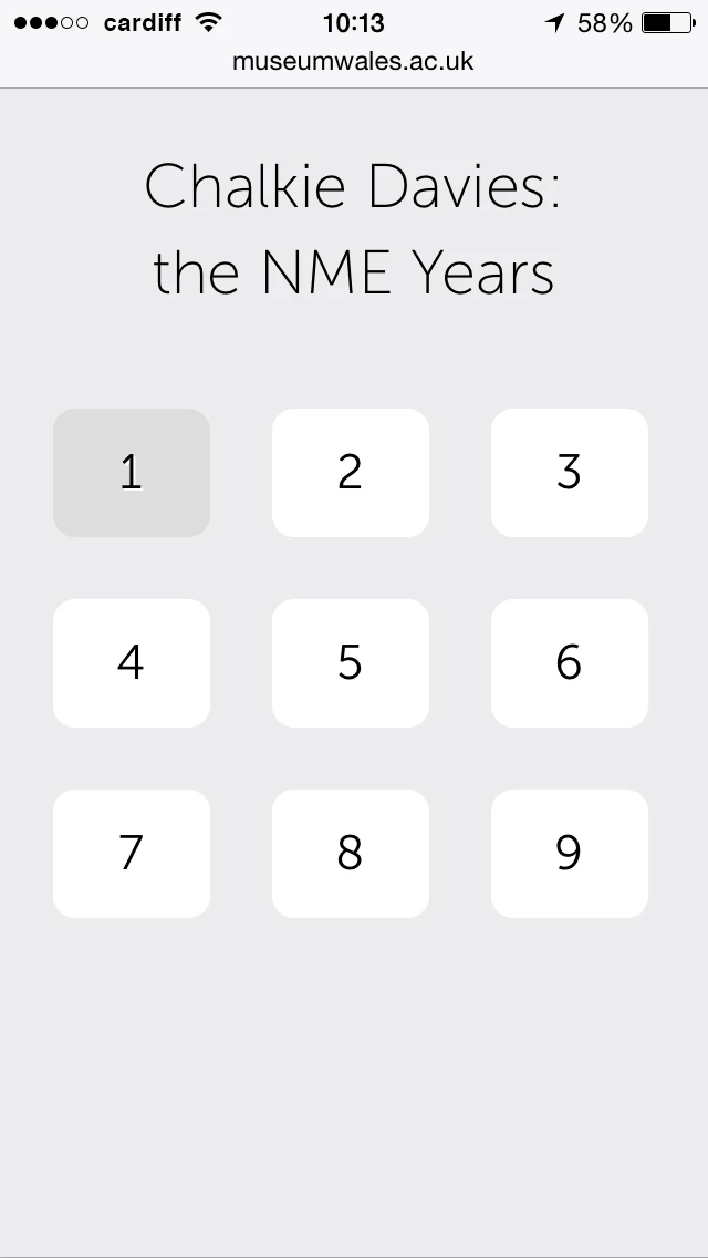 Keypad: Nine numbers matching particular groups of photographs