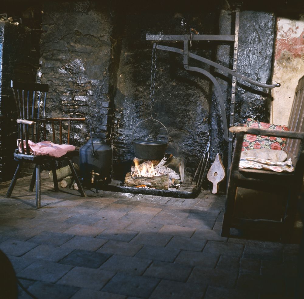 A 'flat hearth' at Pontfaen, Ciliau Aeron, Cardiganshire.