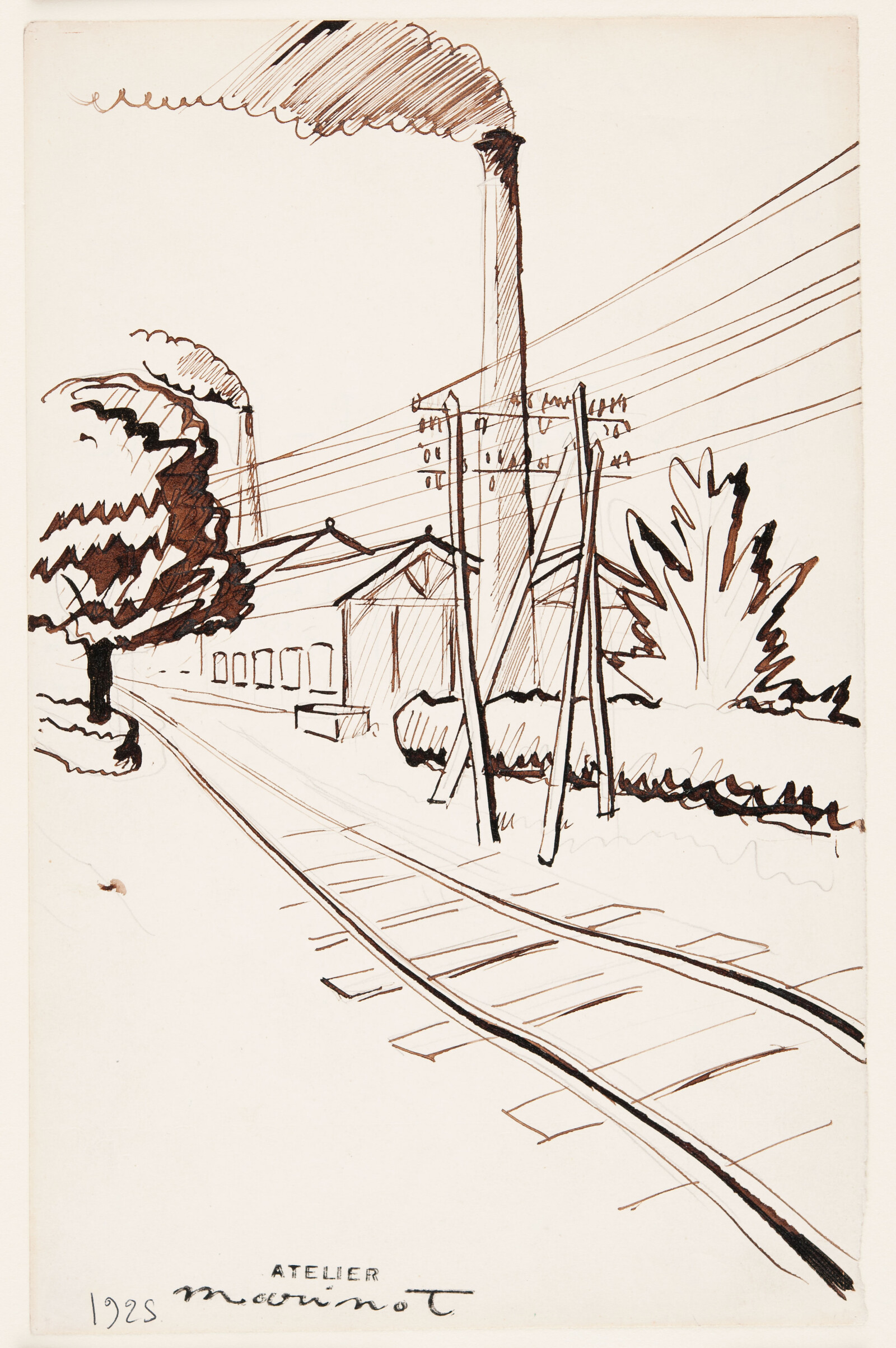 Near Bar-sur-Seine, 1925, pen ink and pencil on paper. (DA006752)