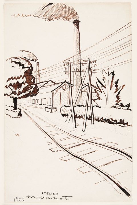 Near Bar-sur-Seine, 1925, pen ink and pencil on paper. (DA006752)