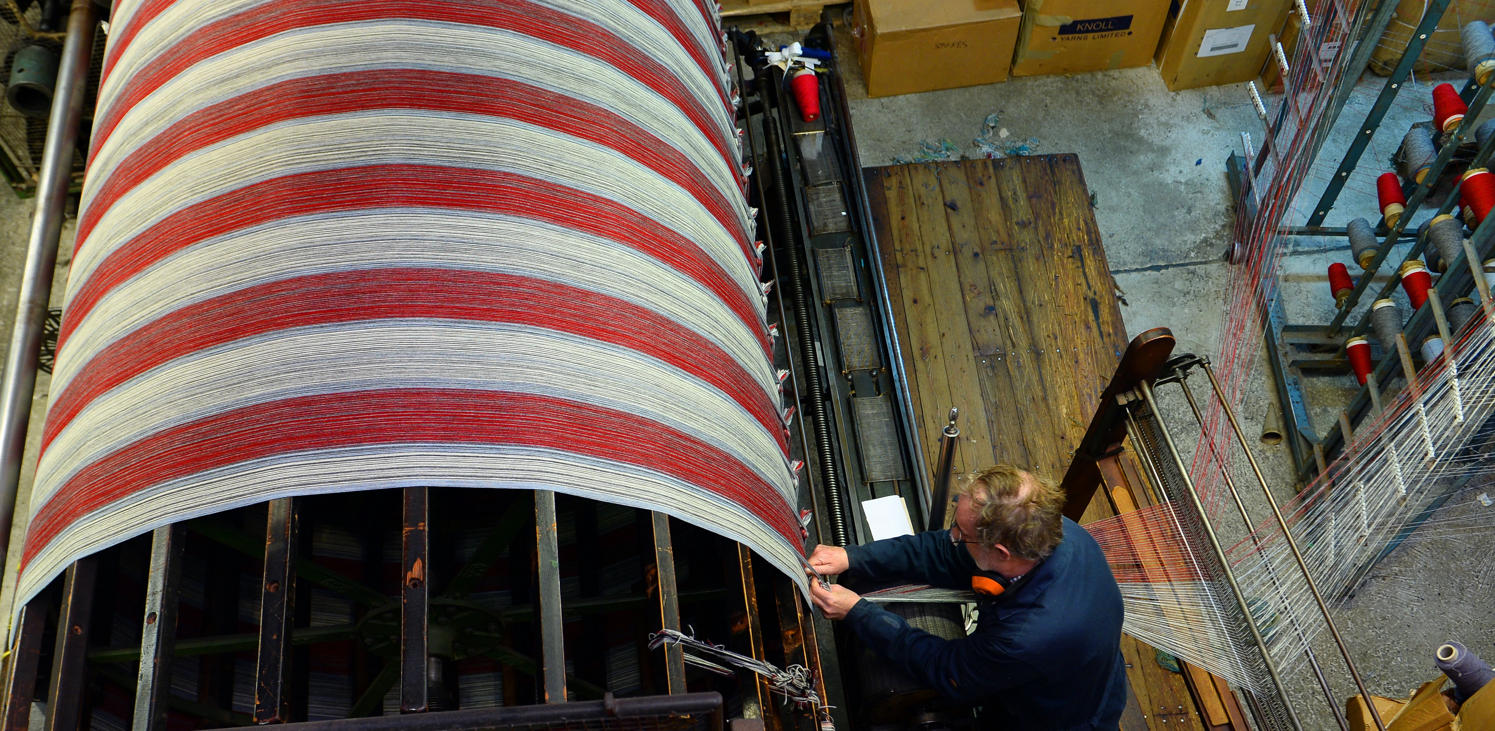 Textiles in production at Melin Teifi, the Museum’s woollen mill.