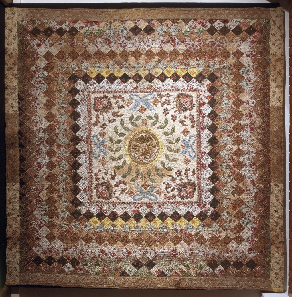 Patchwork and appliqué quilt made by Mary Lloyd of Cardigan in 1840.